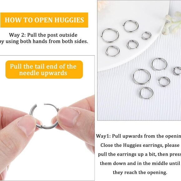 Unisex Stainless Steel Mini Hoop Earrings Set 6-14mm for Piercing & Gifts - Picture 6 of 7